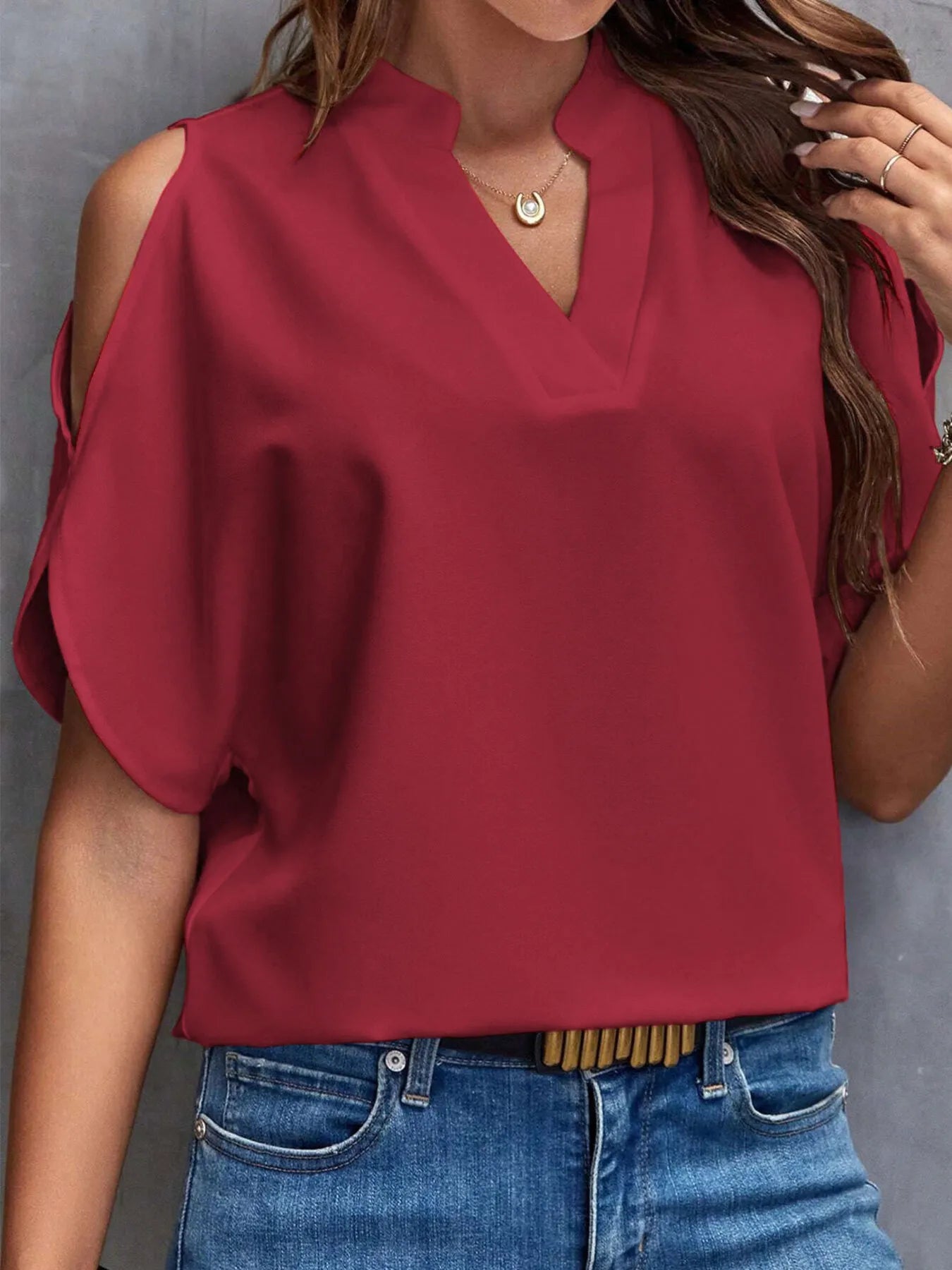 Schulterfreie Geschlitzte Bluse