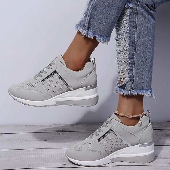 Damen Sneaker mit Keilabsatz und Reißverschluss