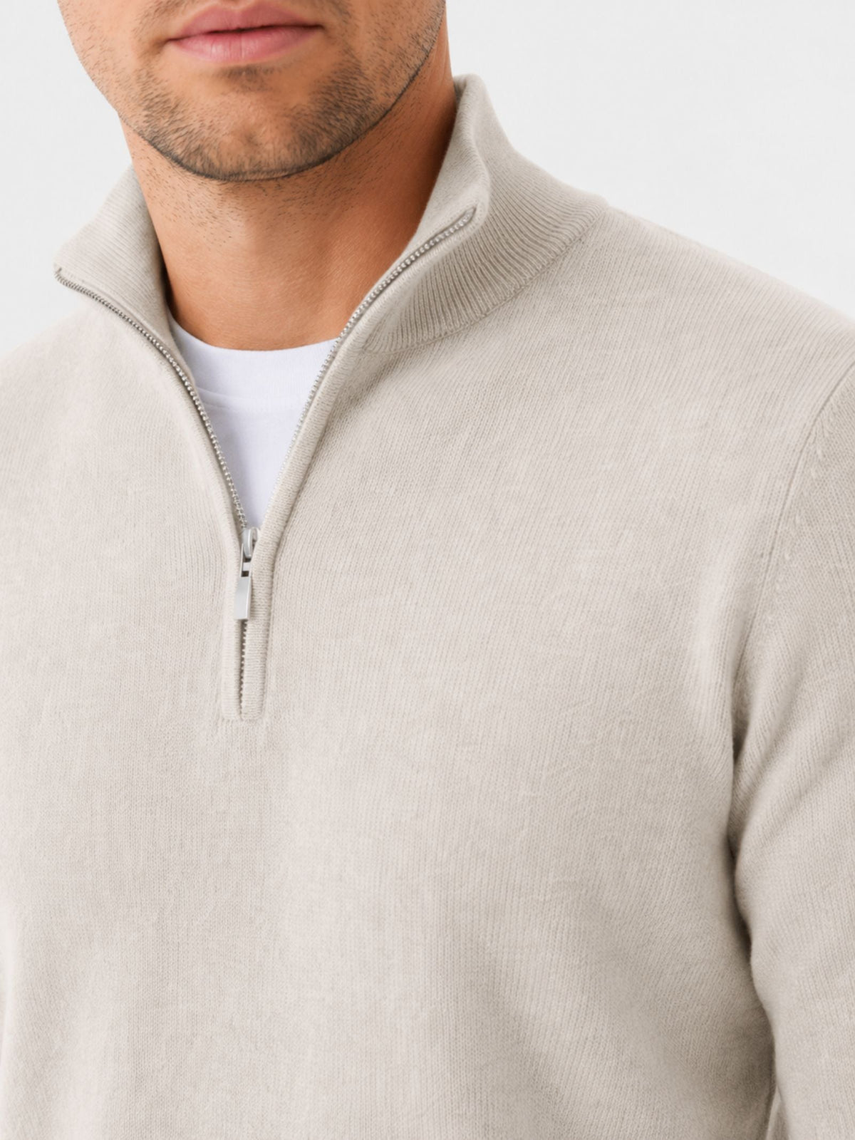 Herren warmer Pullover mit V Ausschnitt und Reißverschluss