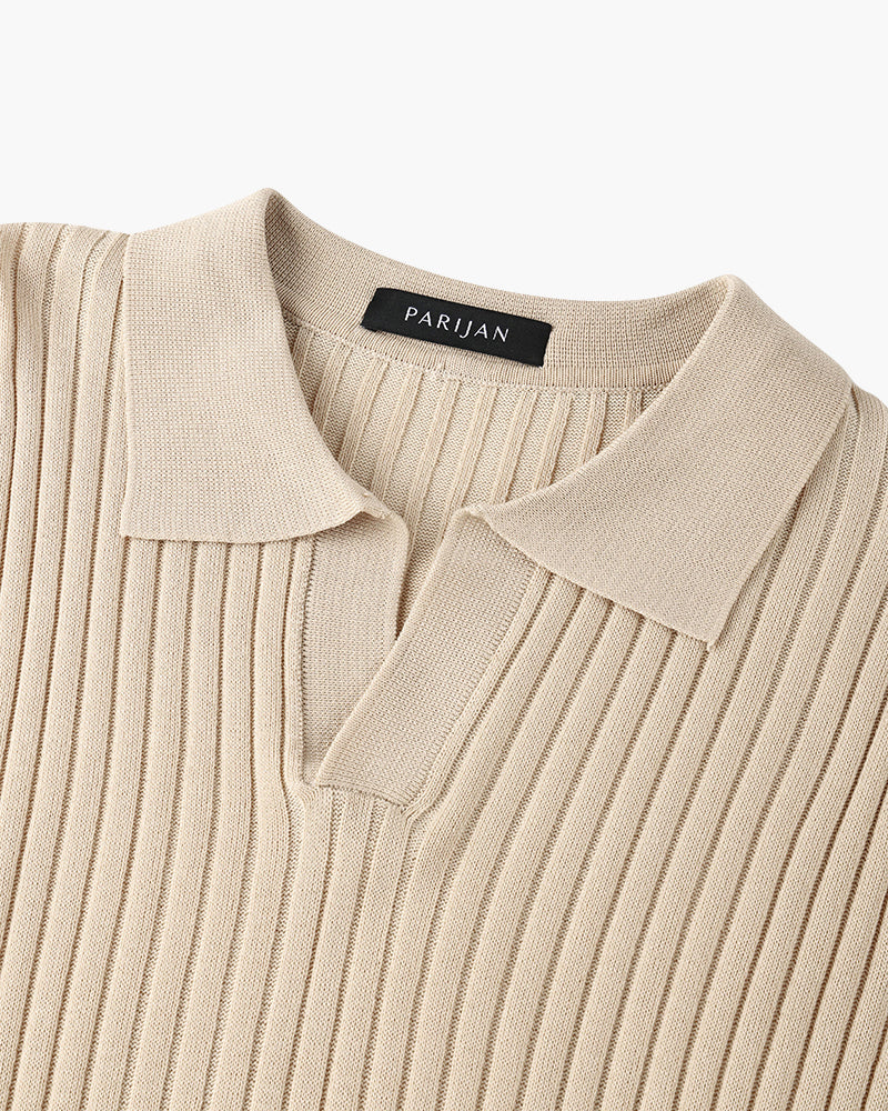 Herren Strickpoloshirt mit kurzen Ärmeln