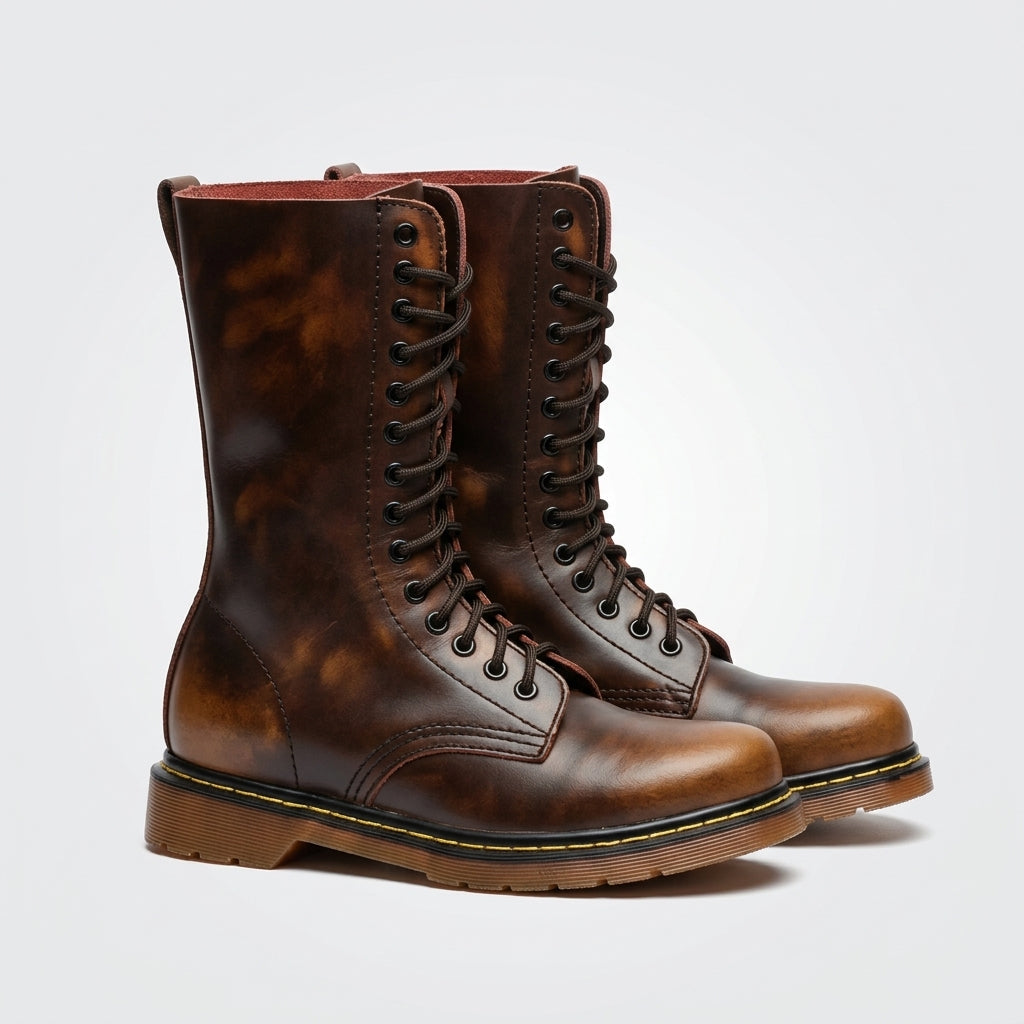 Herren Combat Boots aus Leder mit Profilsohle
