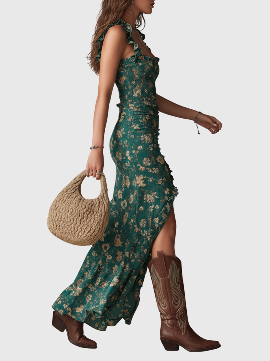 Linda | Boho-Eleganz Maxikleid mit fließender Silhouette