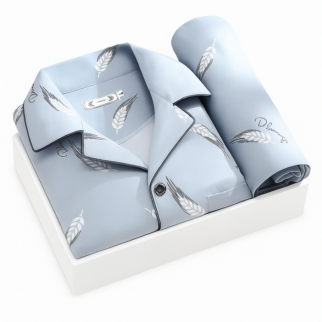Herren Pyjama Set mit Hemd und Knopfleiste