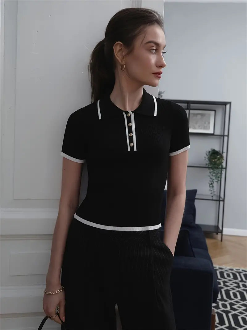 Eliana Damen Strickbluse mit Kragen