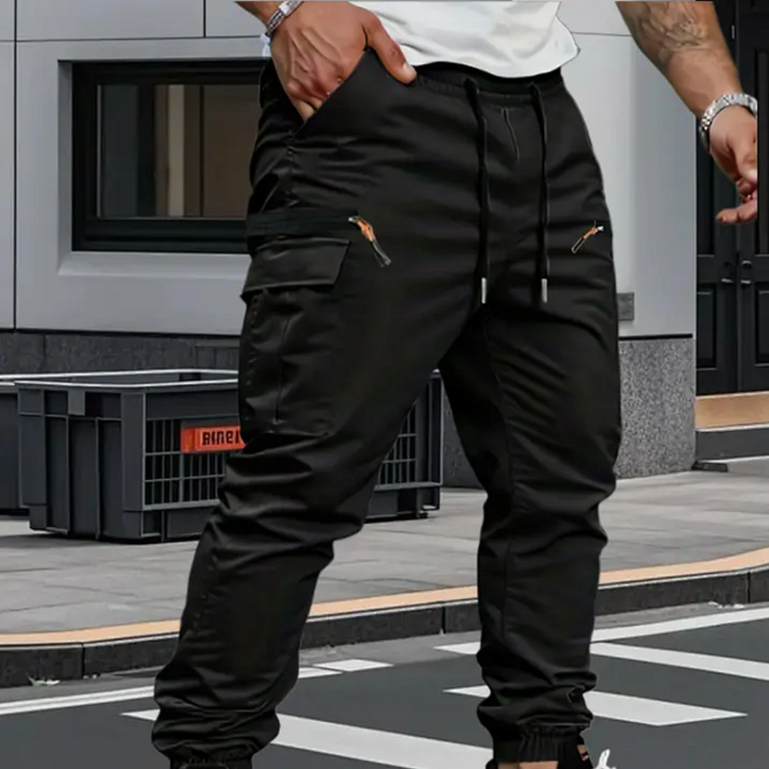 Herren Cargo Jogginghose mit Gummizug und Taschen