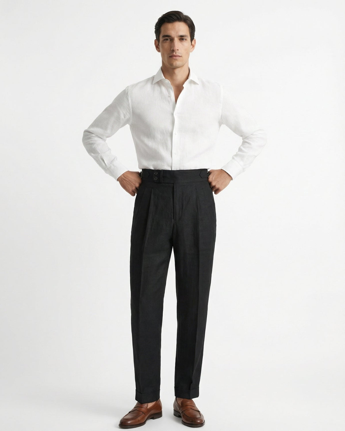 Herren Leinenhose mit hohem Bund