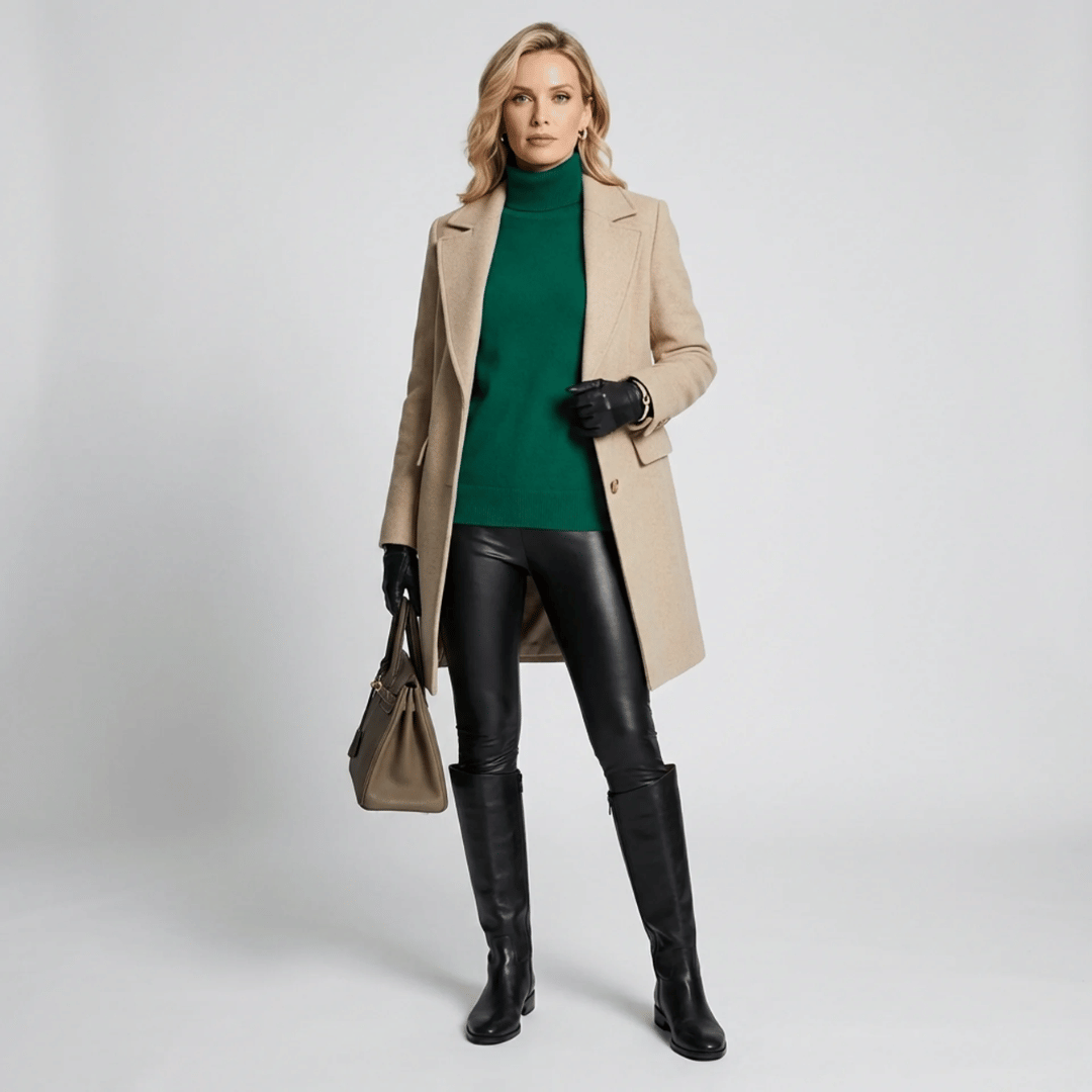 Damen gefütterte Lederleggings warm und elastisch
