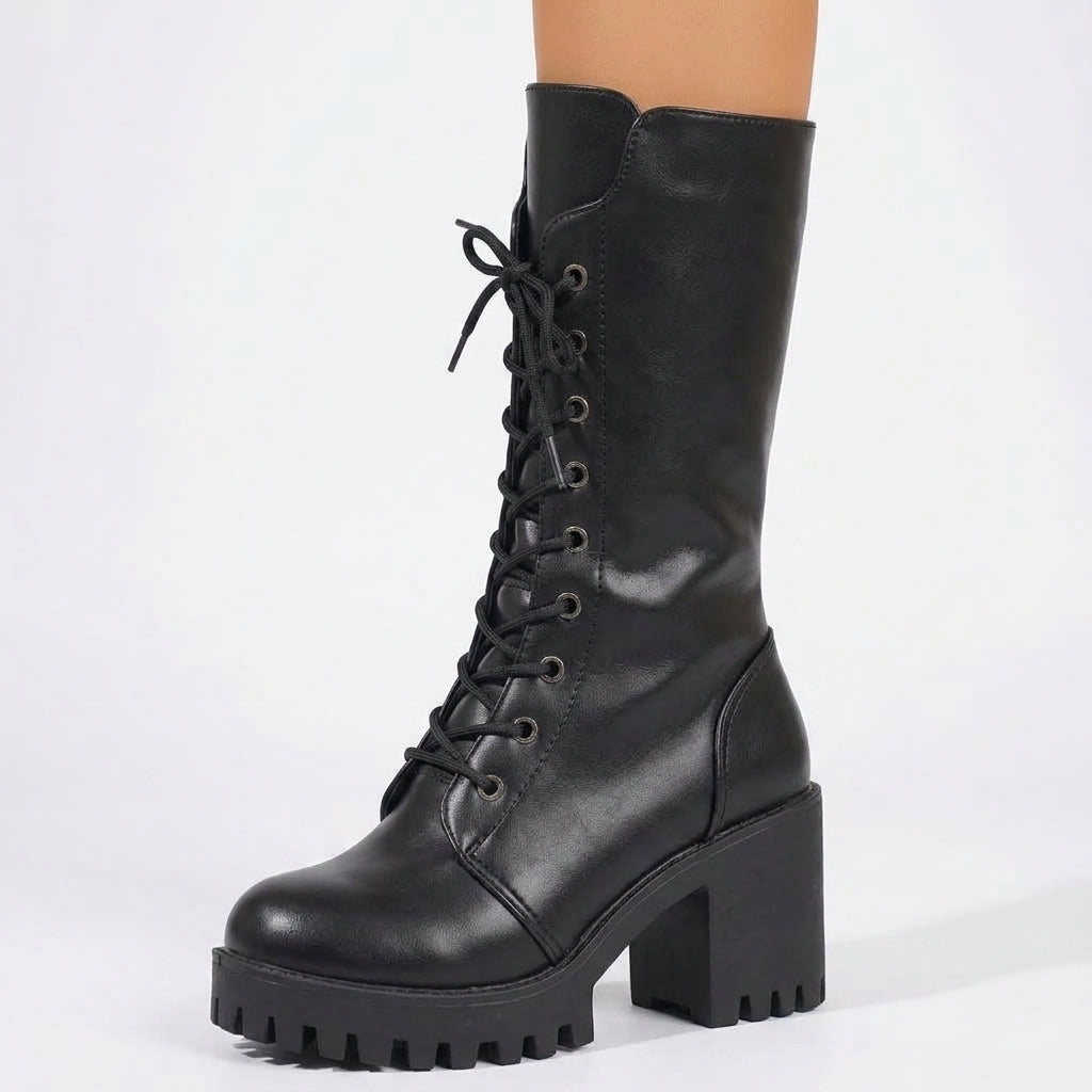 Damen Combat Boots mit Plateausohle