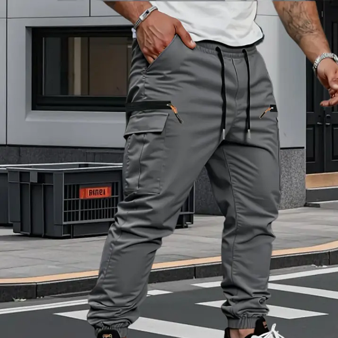 Herren Cargo Jogginghose mit Gummizug und Taschen