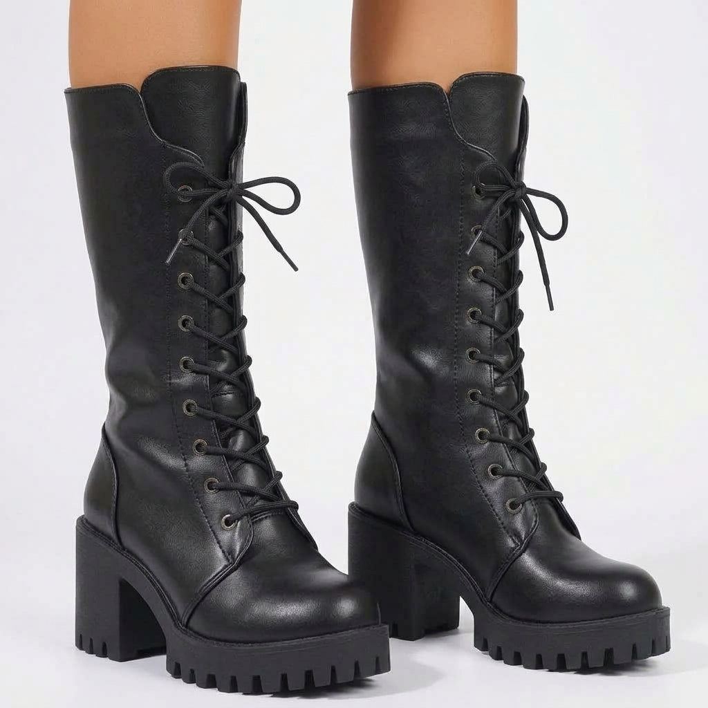 Damen Combat Boots mit Plateausohle