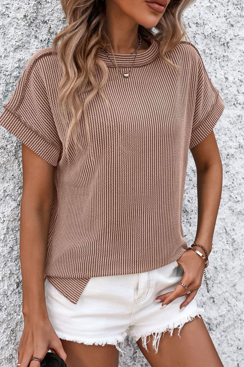 Cleo | Kurzarm-T-Shirt mit Streifen und Rundhalsausschnitt