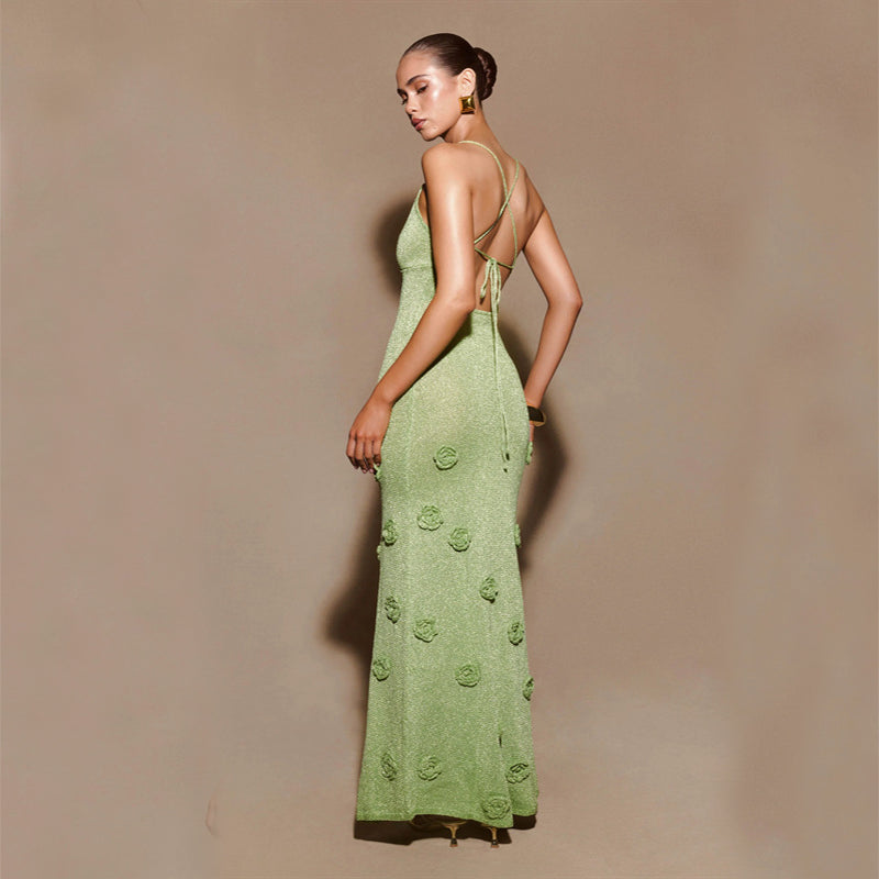 Damen Häkelkleid mit floralen Pailletten ideal für den Frühling