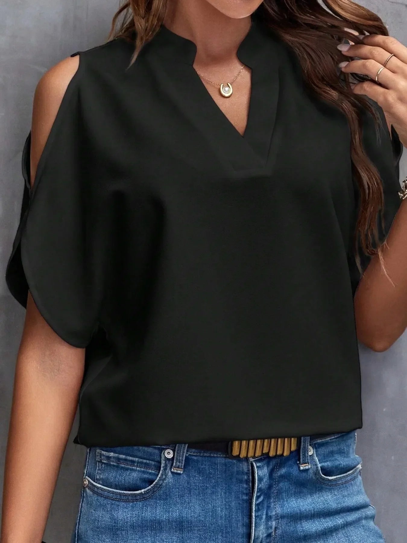 Schulterfreie Geschlitzte Bluse