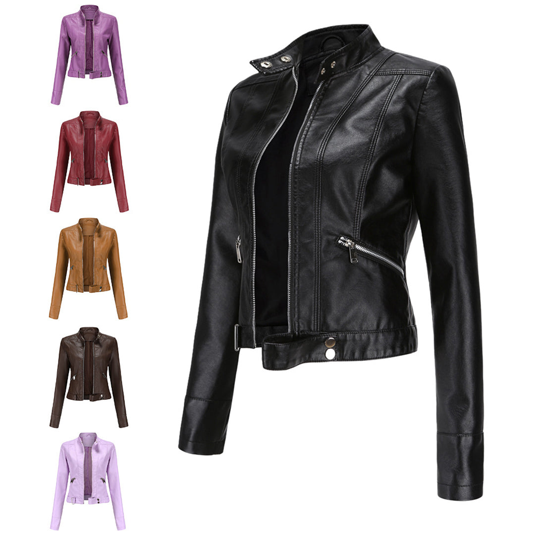 Damen Bikerjacke mit Stehkragen