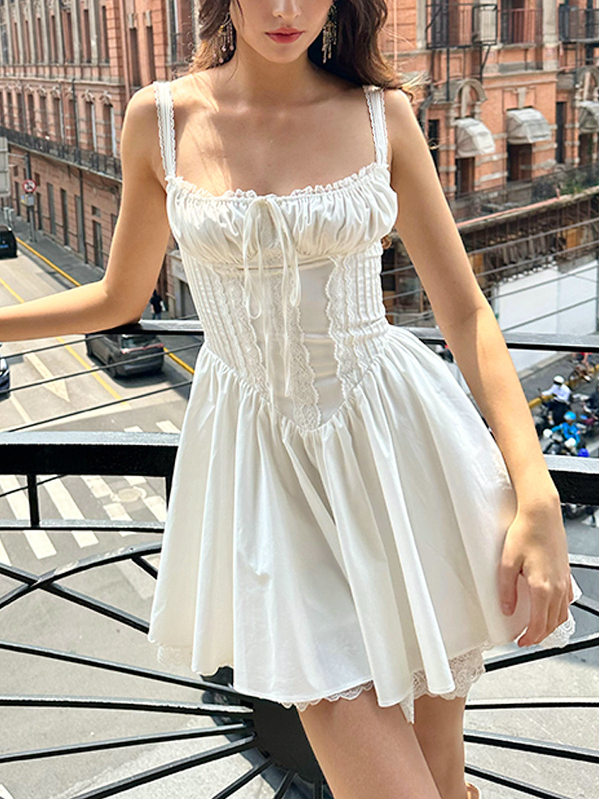 Coastal Cowgirl Spitzenbesatz Korsett kurzes Kleid