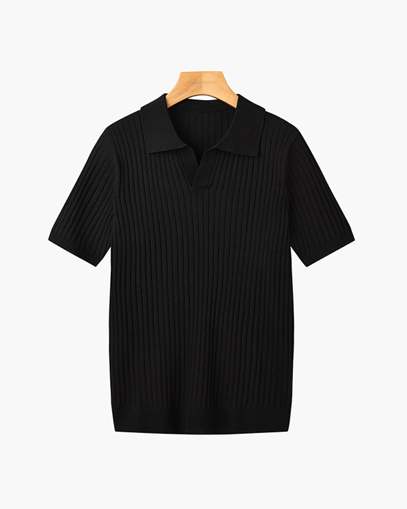 Herren Strickpoloshirt mit kurzen Ärmeln
