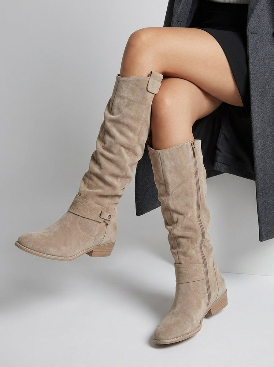 Serenya Damen Kniestiefel aus Veloursleder