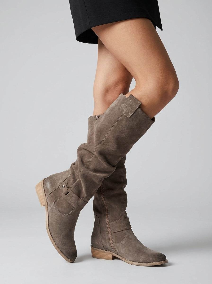 Serenya Damen Kniestiefel aus Veloursleder
