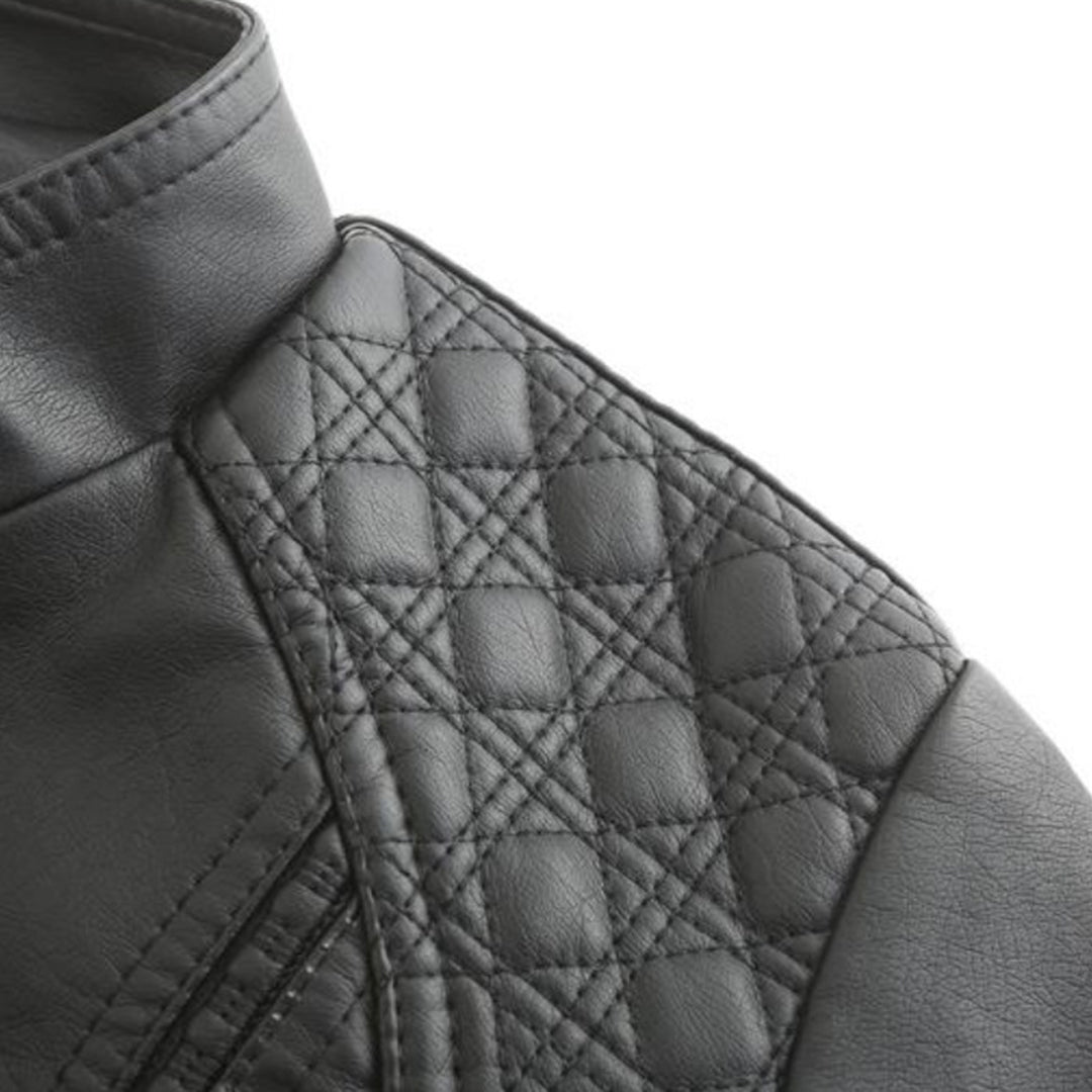 Damen Lederjacke mit Stehkragen und Reißverschluss