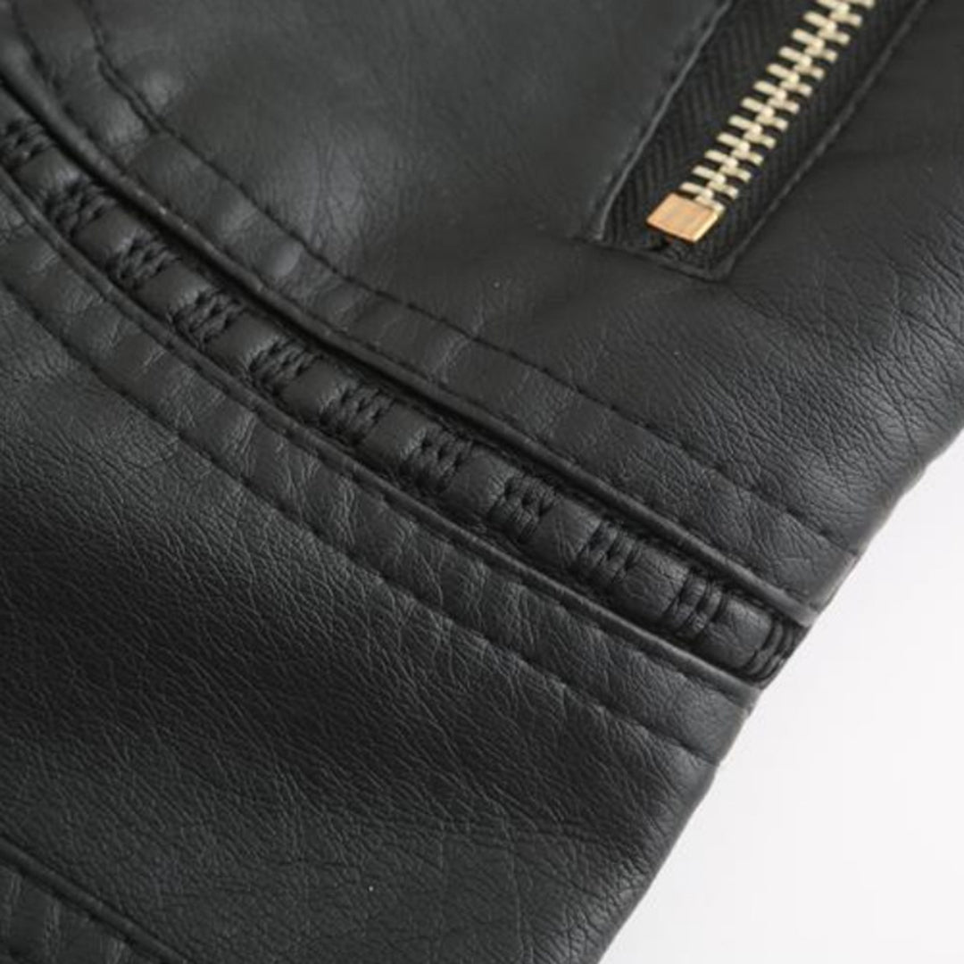 Damen Lederjacke mit Stehkragen und Reißverschluss