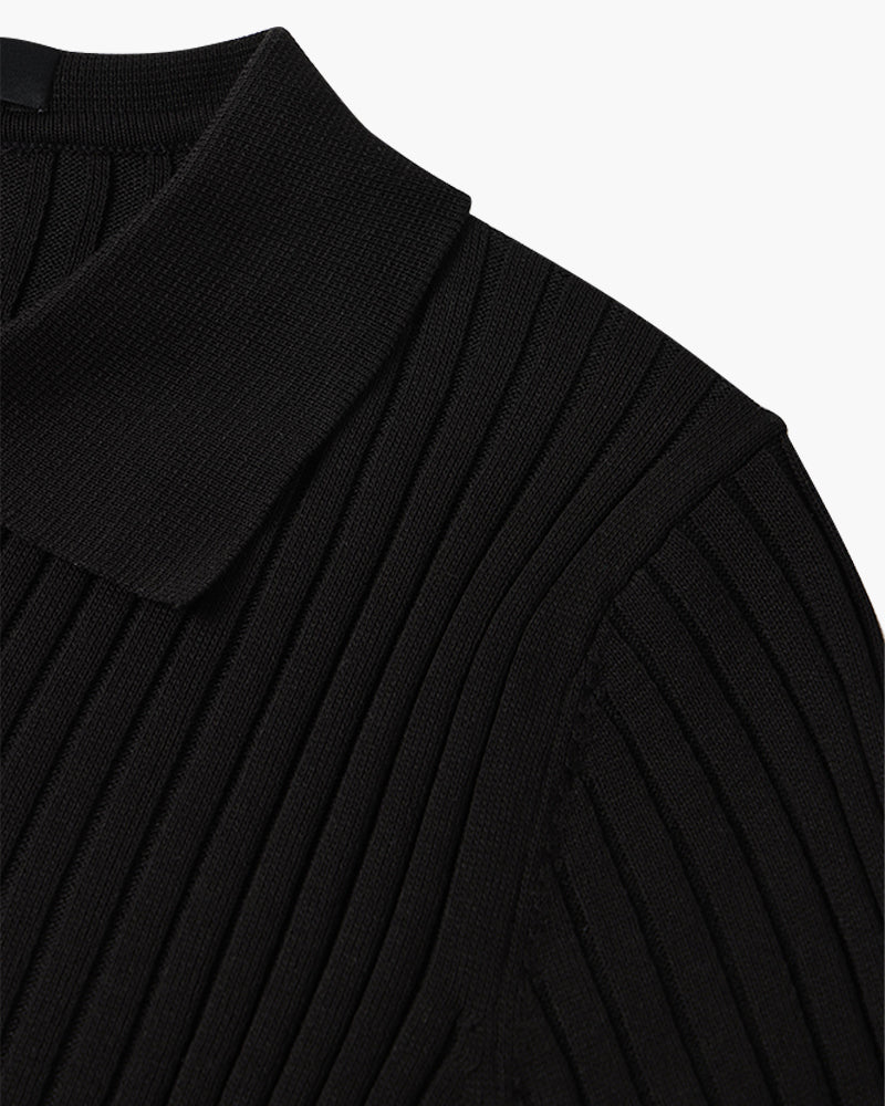 Herren Strickpoloshirt mit kurzen Ärmeln