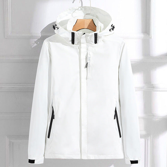 Damen Regenjacke Wasserdicht Atmungsaktiv Elegant mit Kapuze