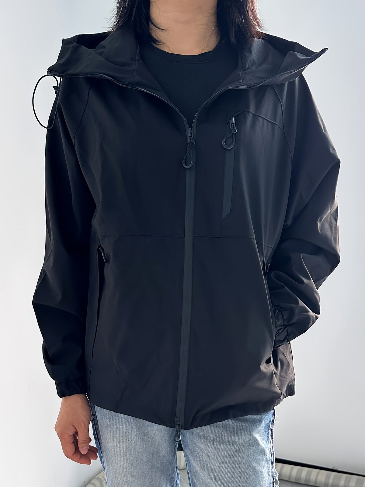 Damenjacke Winddicht mit Kapuze Langarm für Outdoor-Aktivitäten