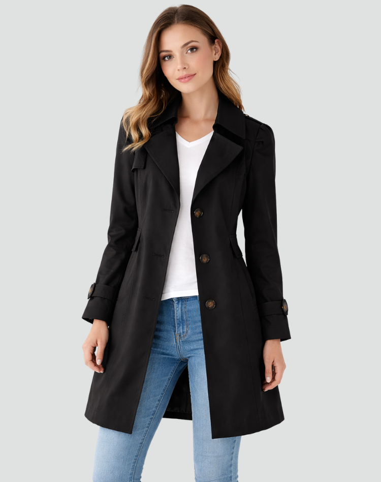 Damen klassischer Trenchcoat mit taillierter Passform