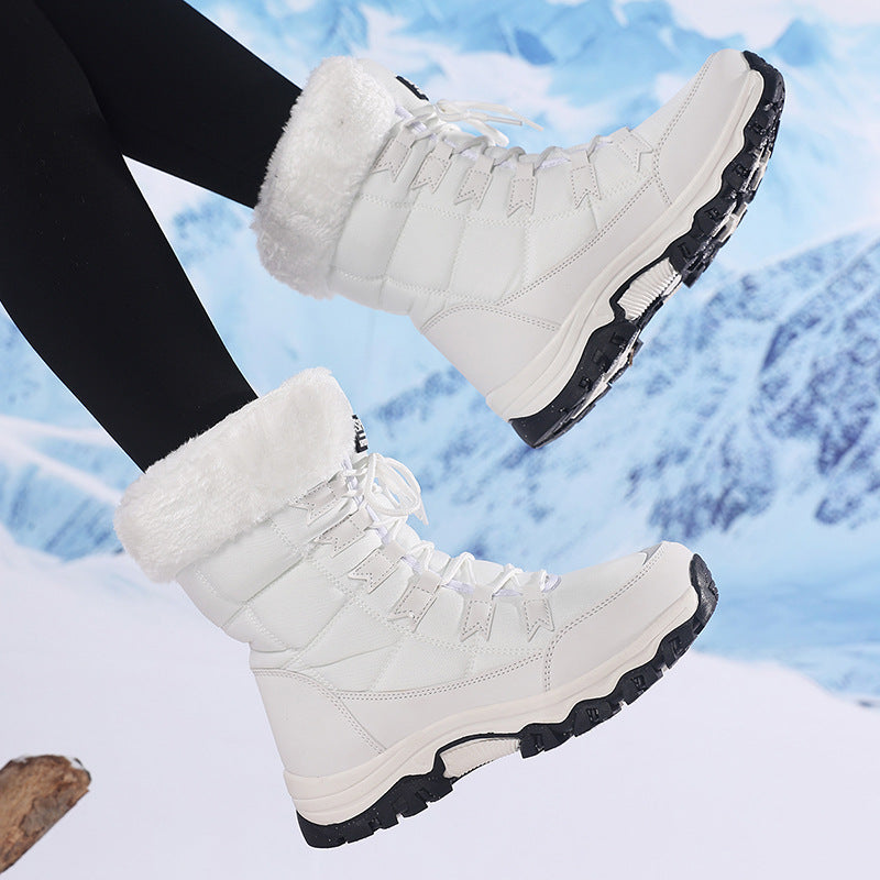 Damen wasserdichte Winterstiefel mit Kunstfellfutter