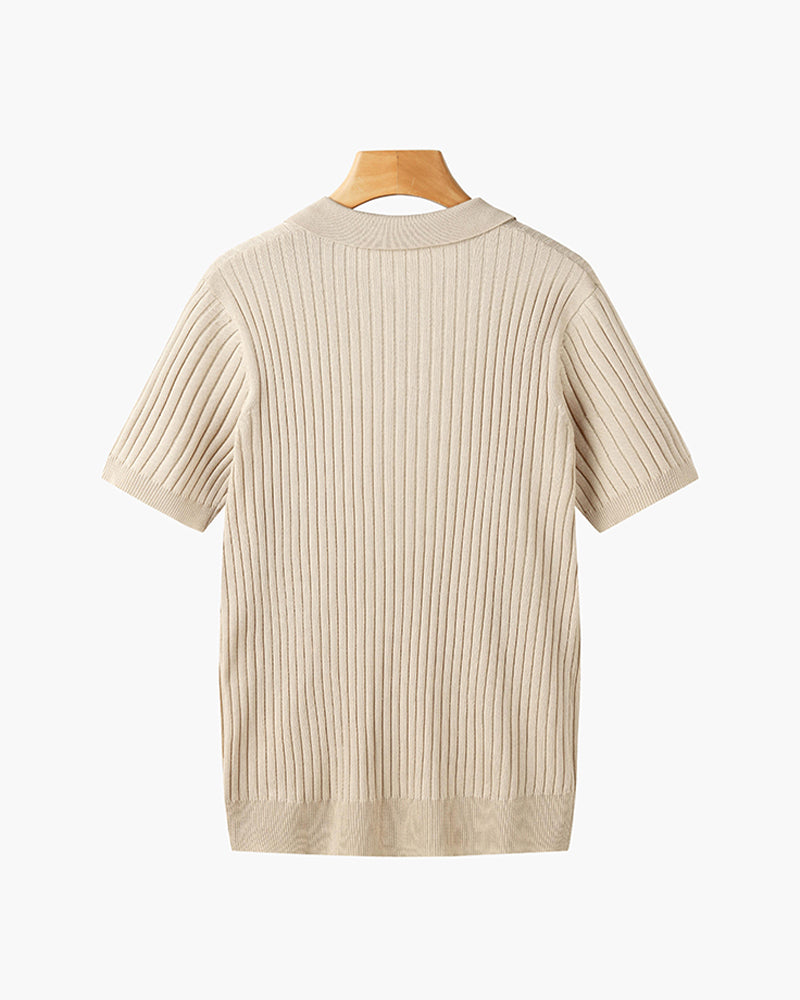 Herren Strickpoloshirt mit kurzen Ärmeln