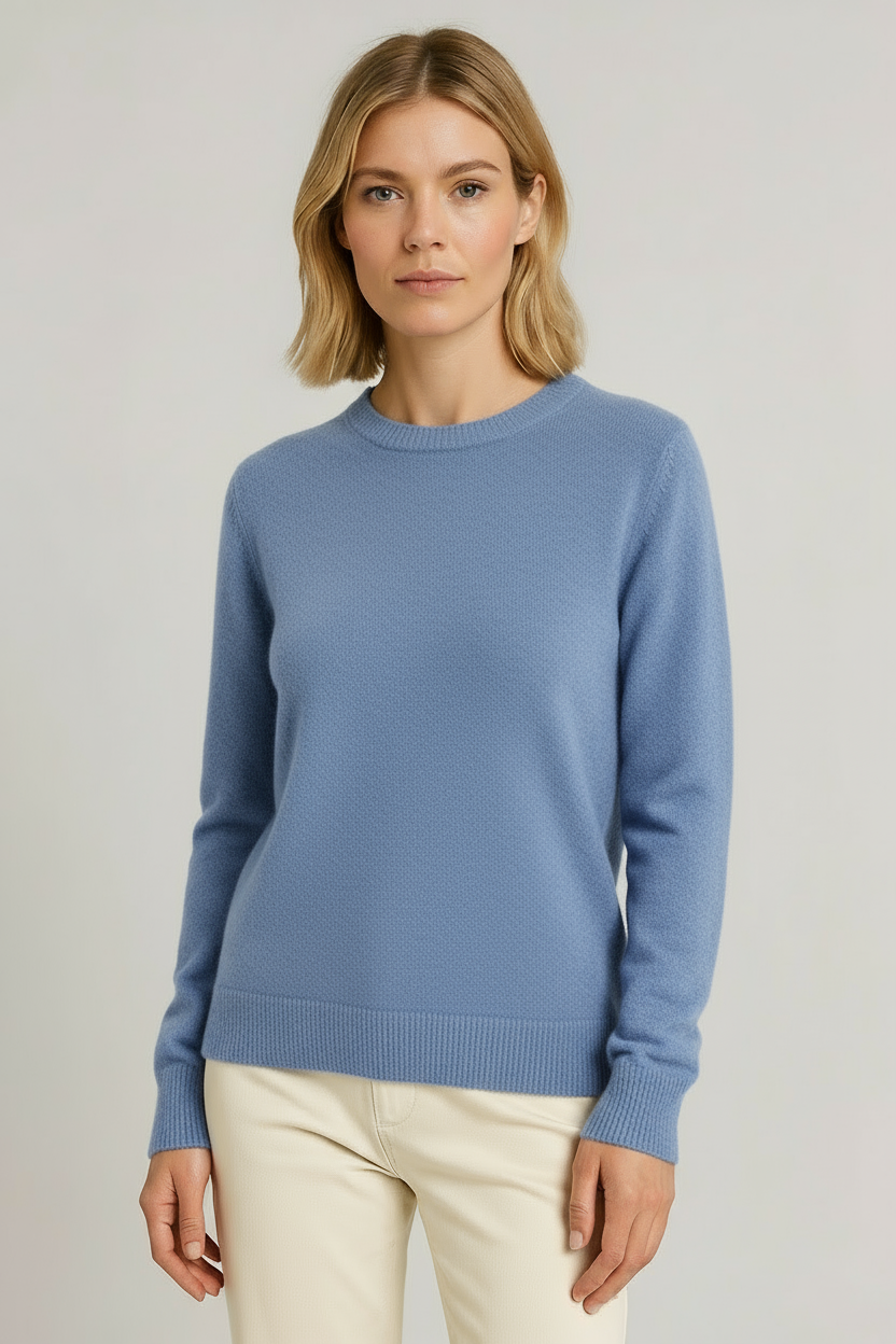 Damen Kaschmir Pullover mit Rundhalsausschnitt weich