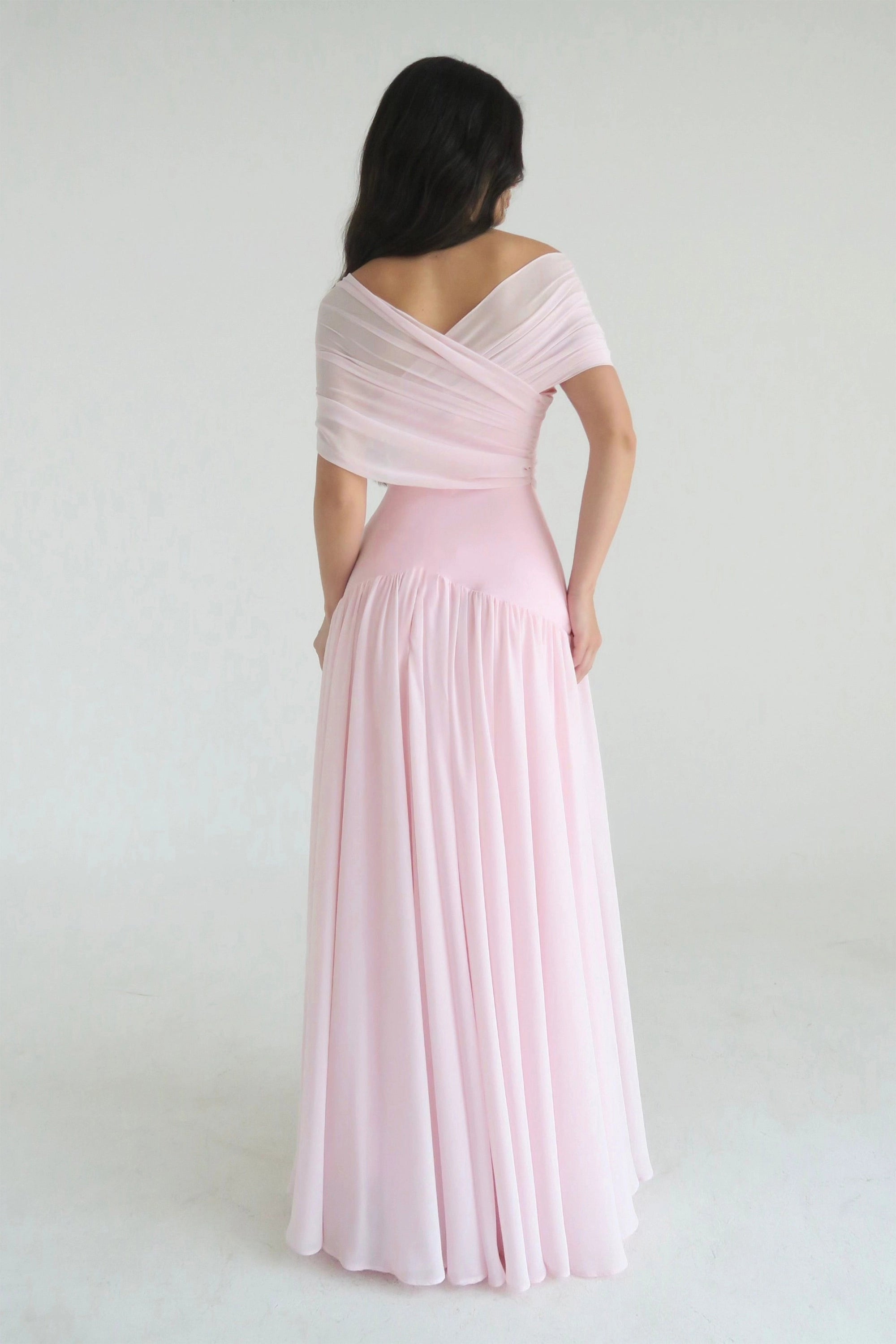Damen Off-Shoulder Midikleid mit Raffung