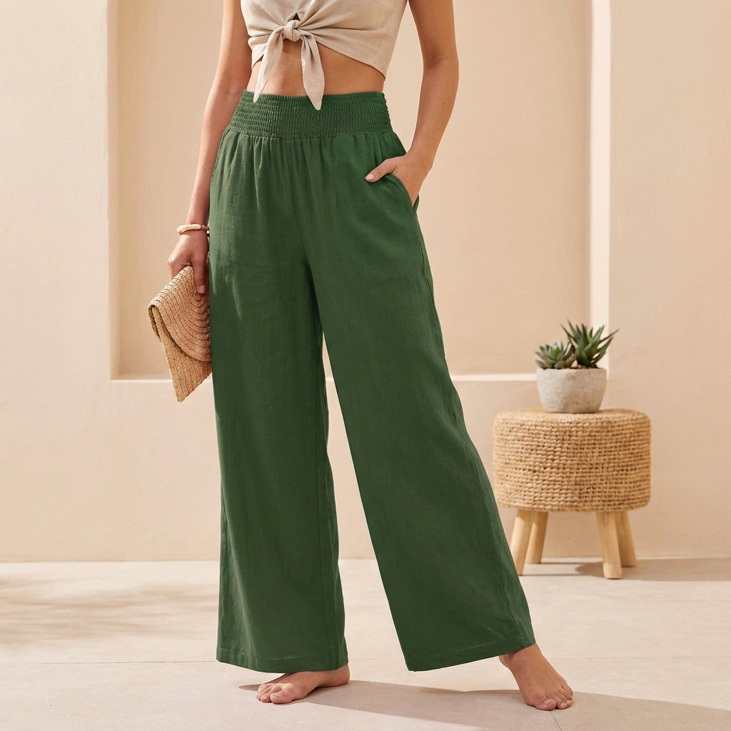 Alexandra Weite Bein Hose mit Gummizugbund – Fließend & Bequem
