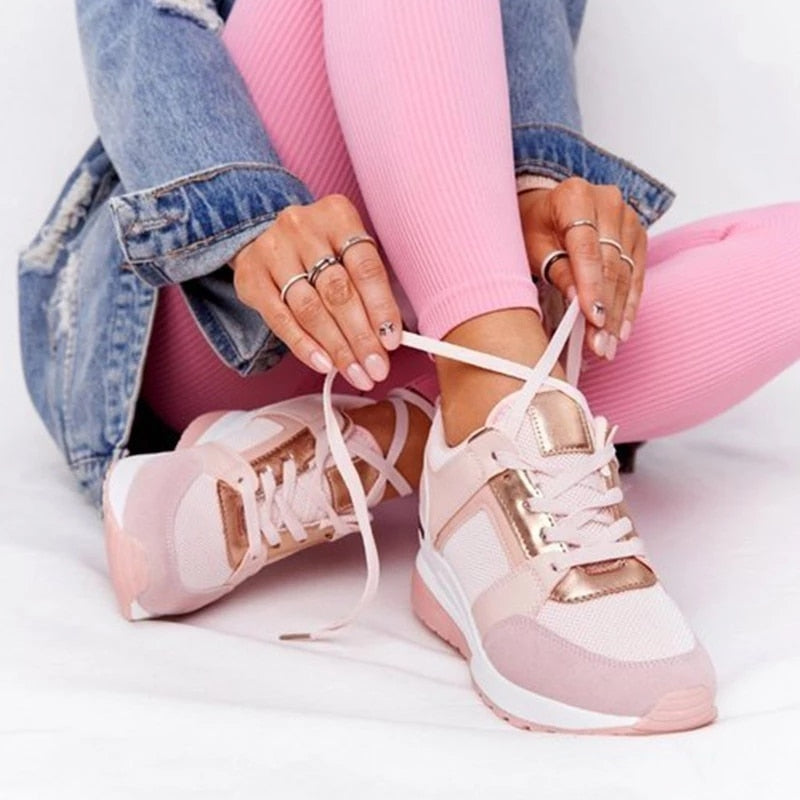Damen Sneaker mit Keilabsatz und Reißverschluss