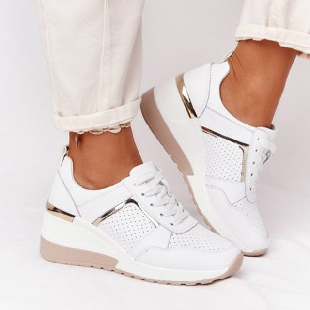Damen Sneaker mit Keilabsatz und Reißverschluss