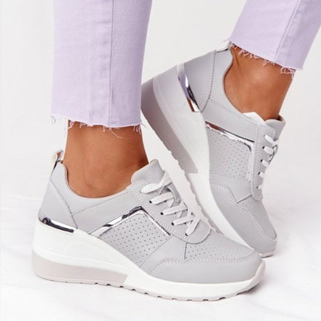 Damen Sneaker mit Keilabsatz und Reißverschluss
