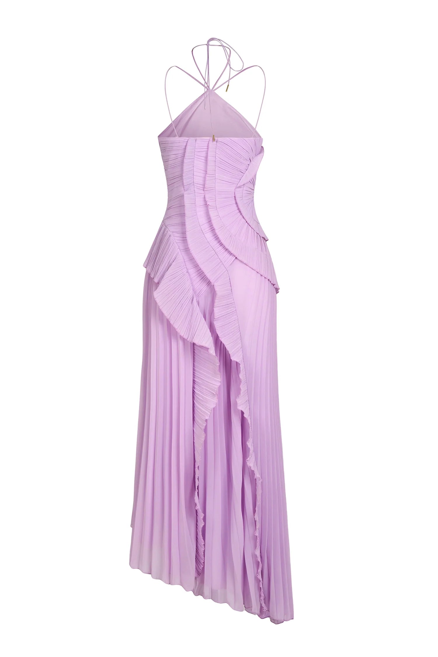 Eliza Damen plissiertes Rüschen-Maxikleid