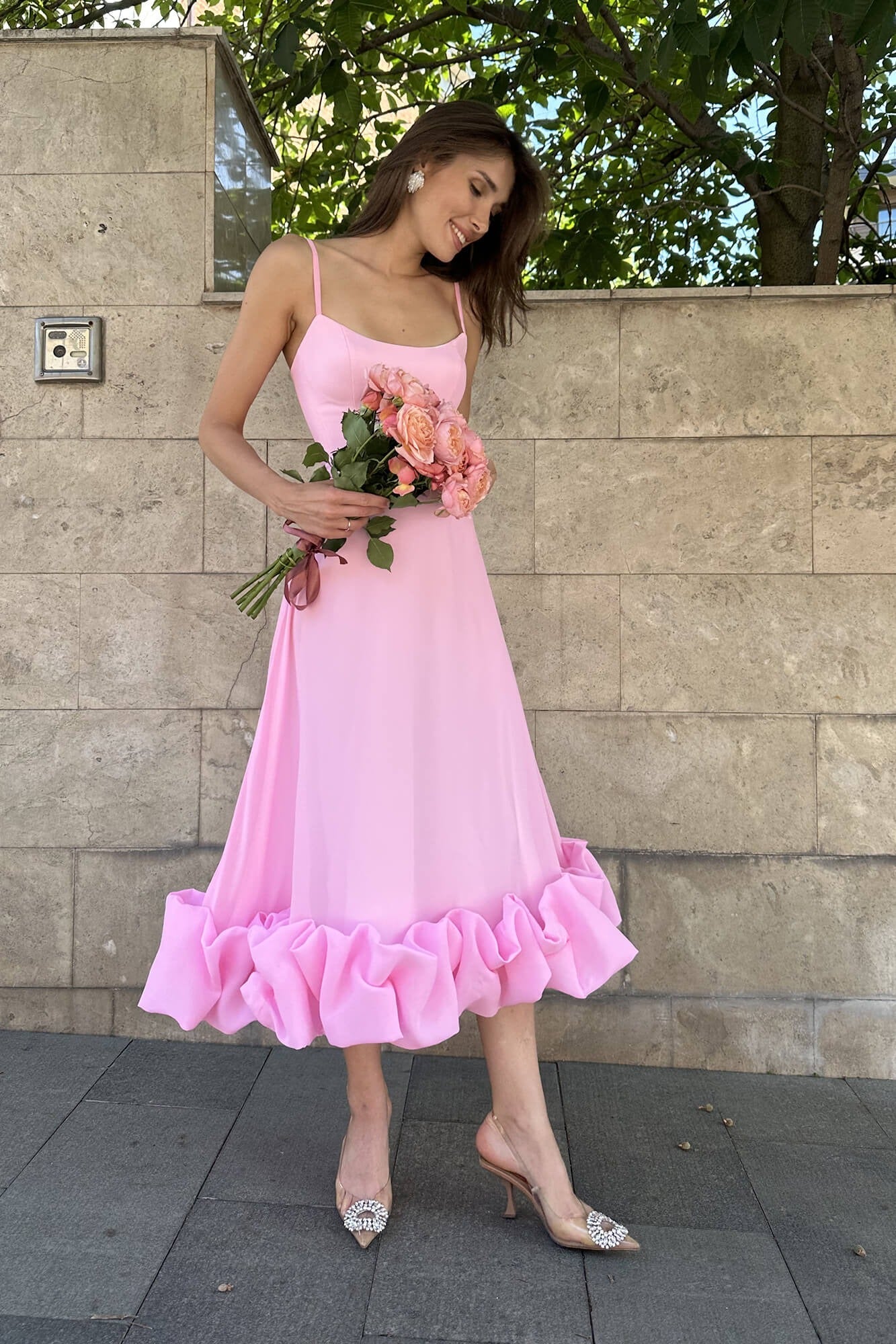 Heather ärmelloses ausgestelltes Midi-Ballkleid