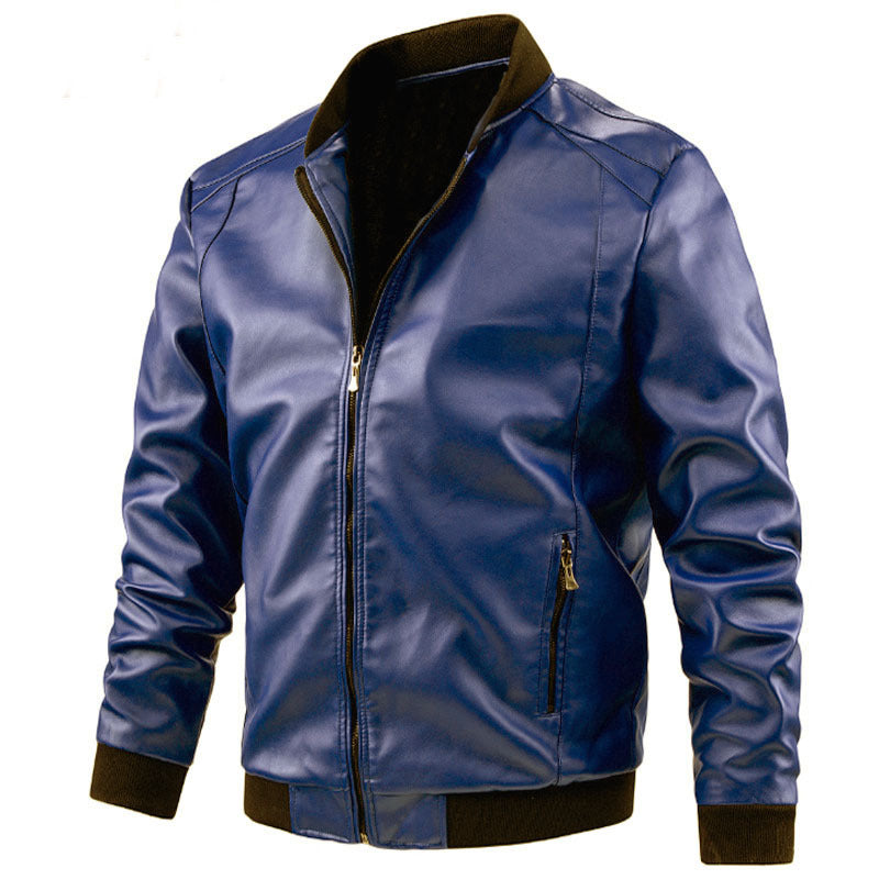 Herren Lederjacke mit Stehkragen und Reißverschluss