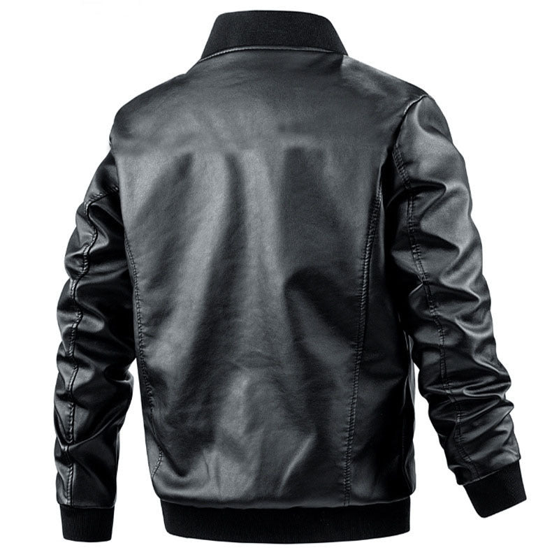 Herren Lederjacke mit Stehkragen und Reißverschluss