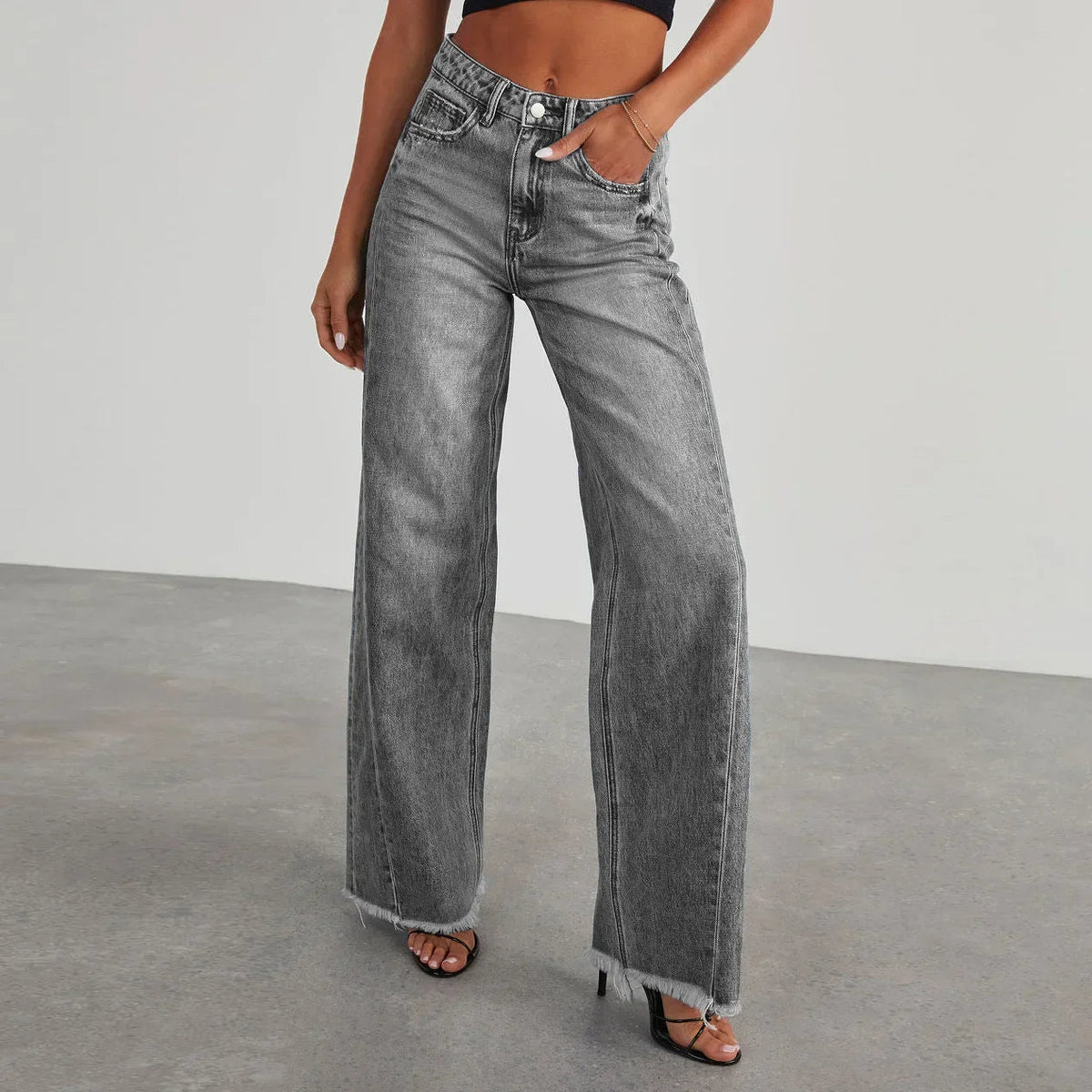 Damen Weitbein Jeans für Freizeit und City