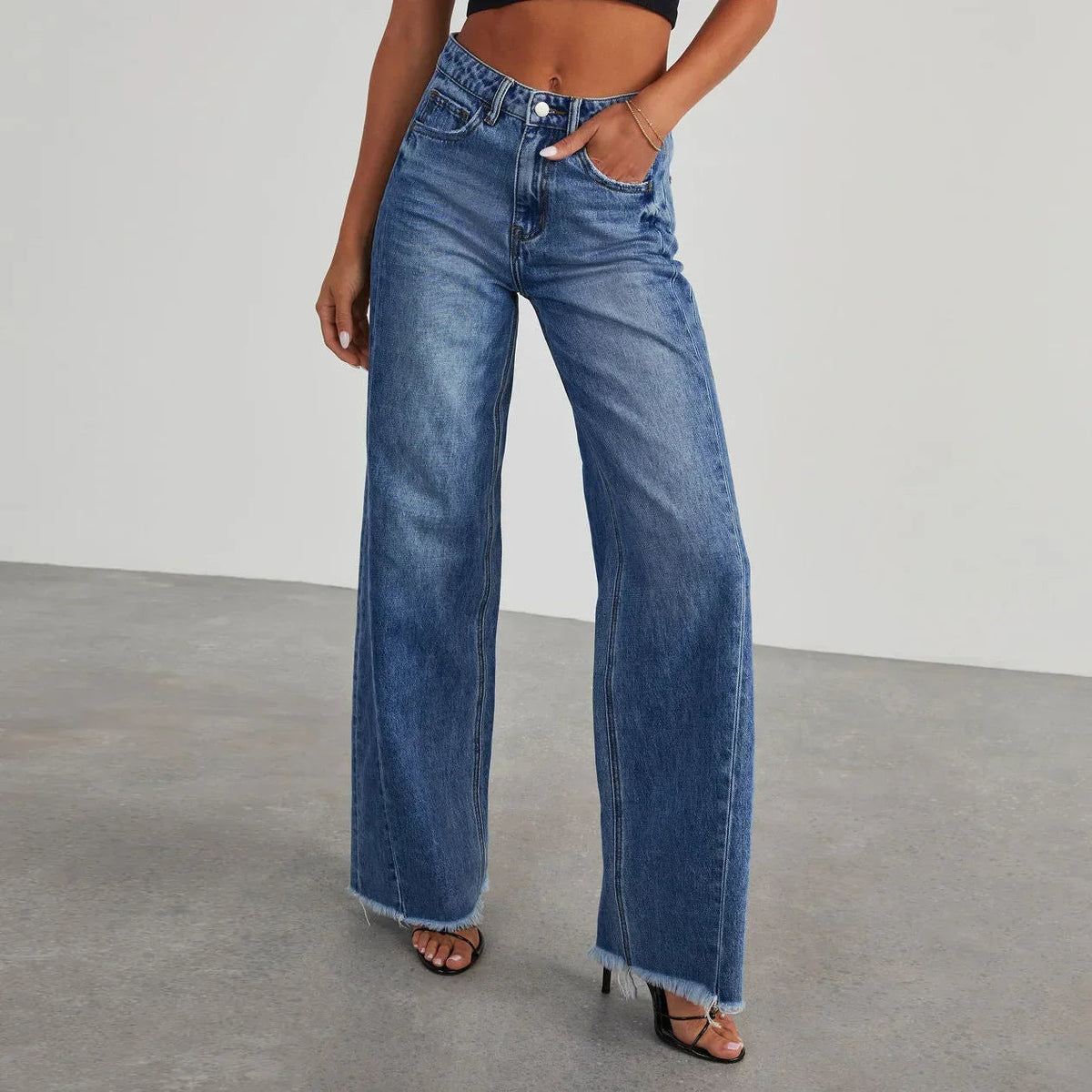 Damen Weitbein Jeans für Freizeit und City