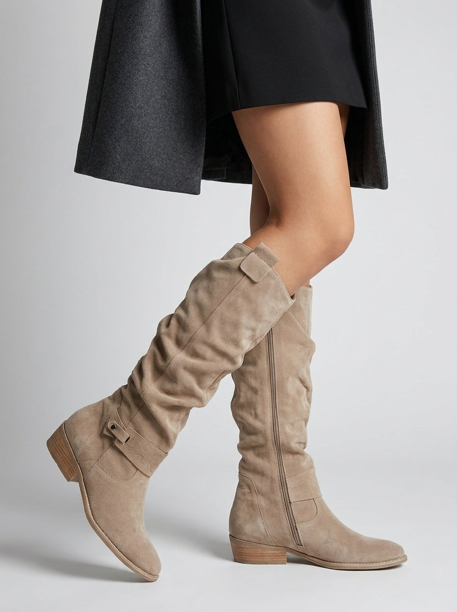 Serenya Damen Kniestiefel aus Veloursleder