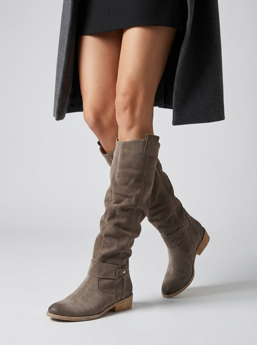 Serenya Damen Kniestiefel aus Veloursleder