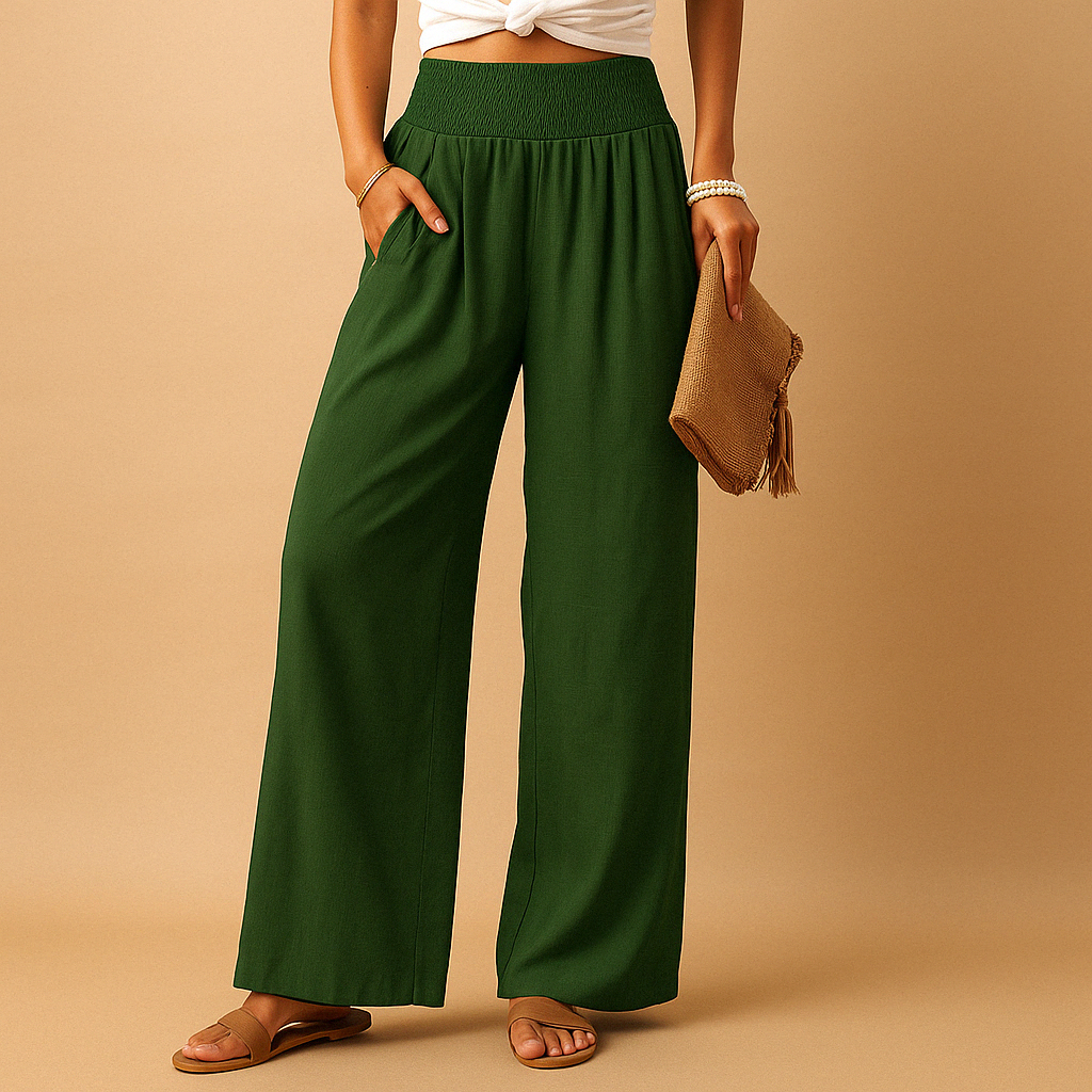 Damen High Waist Hose mit elastischem Bund