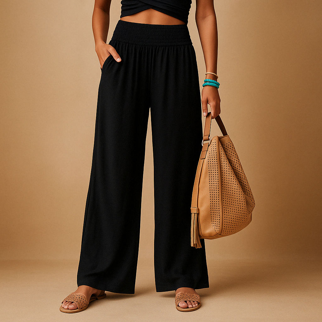 Damen High Waist Hose mit elastischem Bund