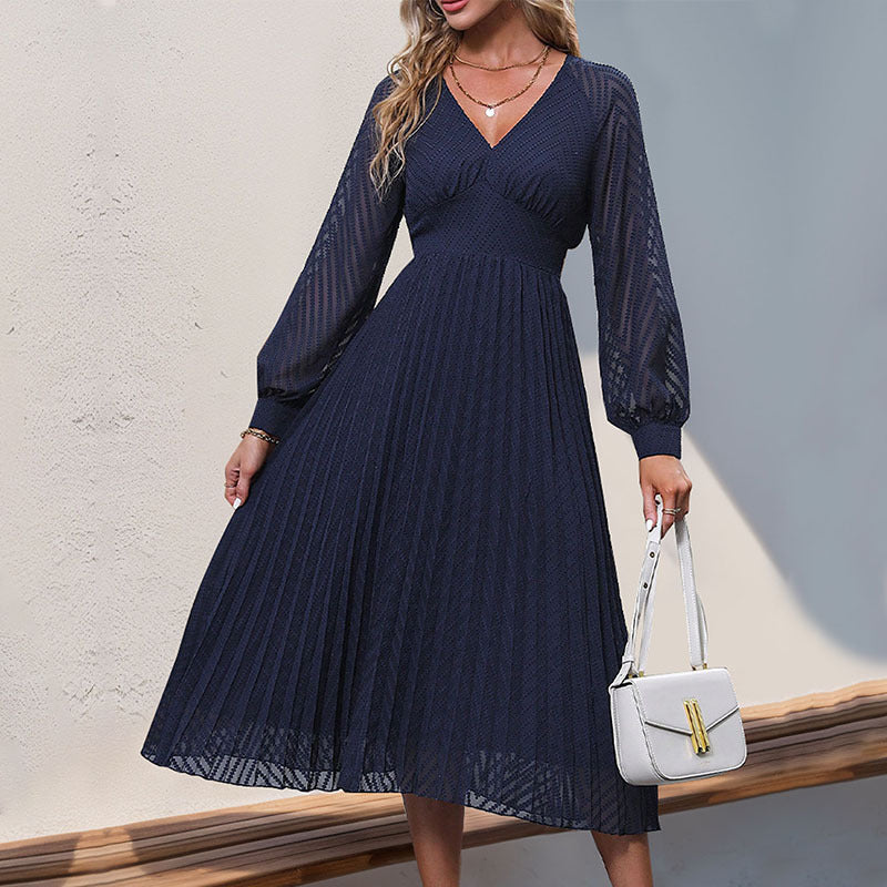 Damen Midi-Kleid mit eleganter Rüschung und figurschmeichelndem Design Drune