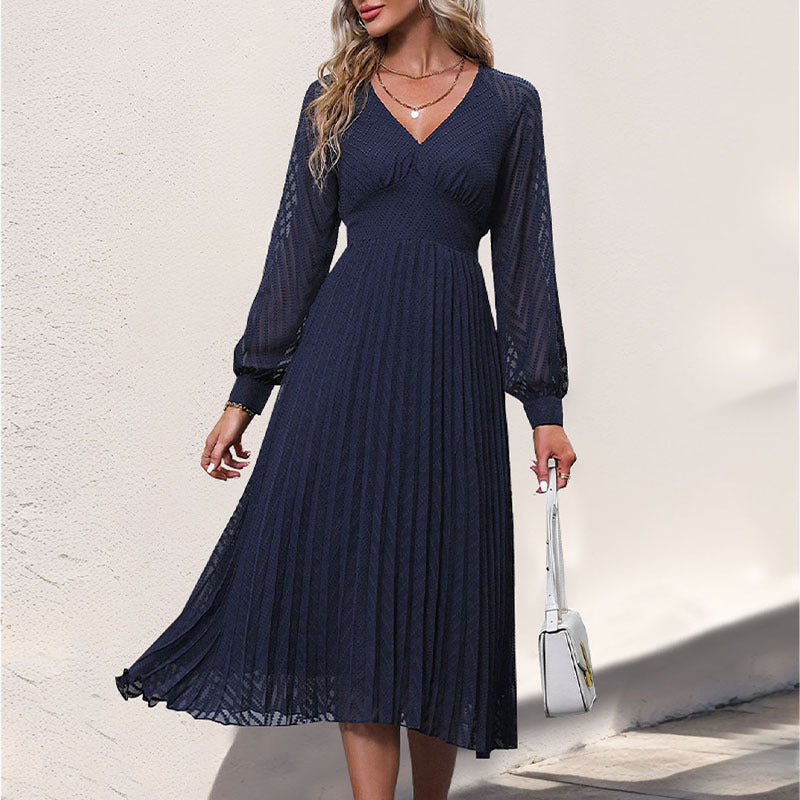 Damen Midi-Kleid mit eleganter Rüschung und figurschmeichelndem Design Drune