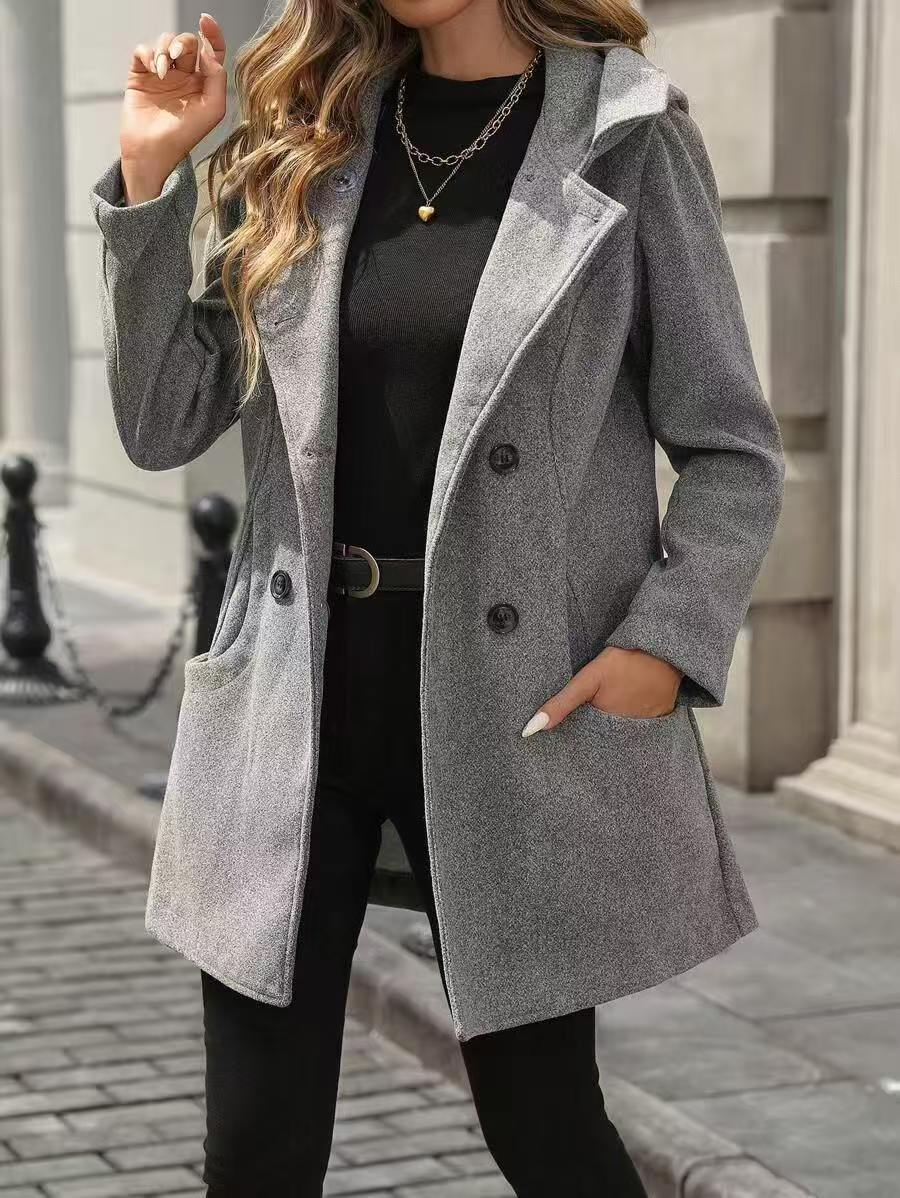 Damen Jacke mit Knöpfen Reverskragen und Taschen