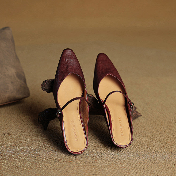 Damen Leder Mary Jane Mules